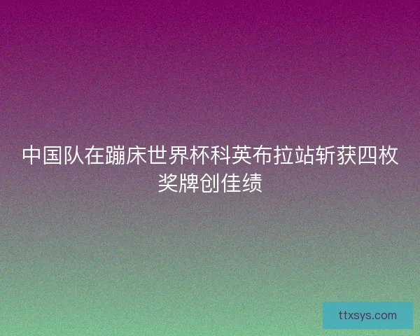 中国队在蹦床世界杯科英布拉站斩获四枚奖牌创佳绩